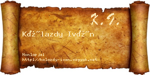 Kálazdy Iván névjegykártya